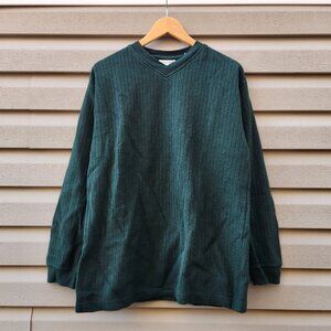 Vintage 90's Fieldmaster V-Neck Heavyweight Pullover Sweater Mens Dark Green